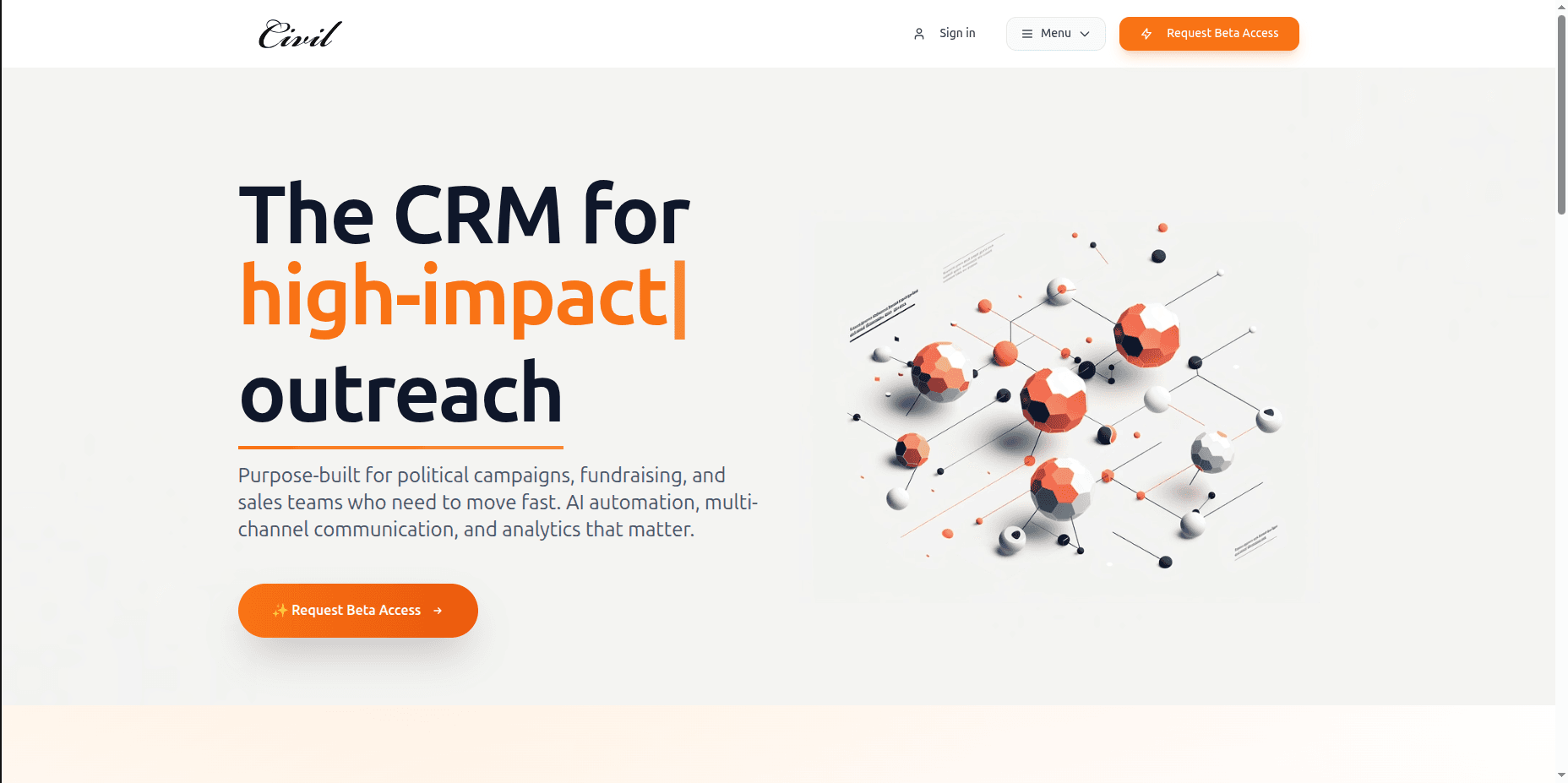 Civil — CRM for high‑impact outreach landing page